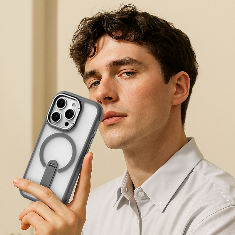 360° Kickstand Magnetic Shockproof Matte Cover For iPhone 16 Pro Max