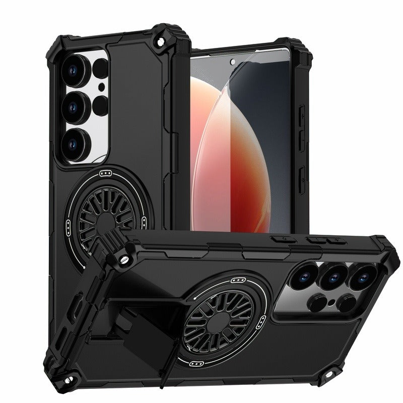 Magnetic Armor Stand Case For Samsung S25 Edge