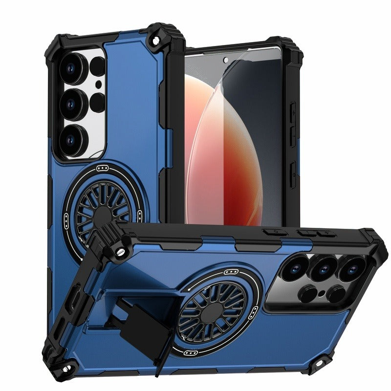 Magnetic Armor Stand Case For Samsung S25 Edge