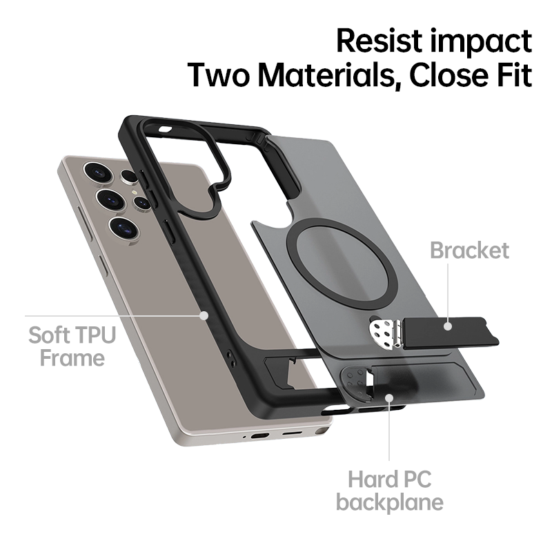 Matte Magnetic Armor Kickstand Case For Samsung S25 Ultra/Edge/Plus
