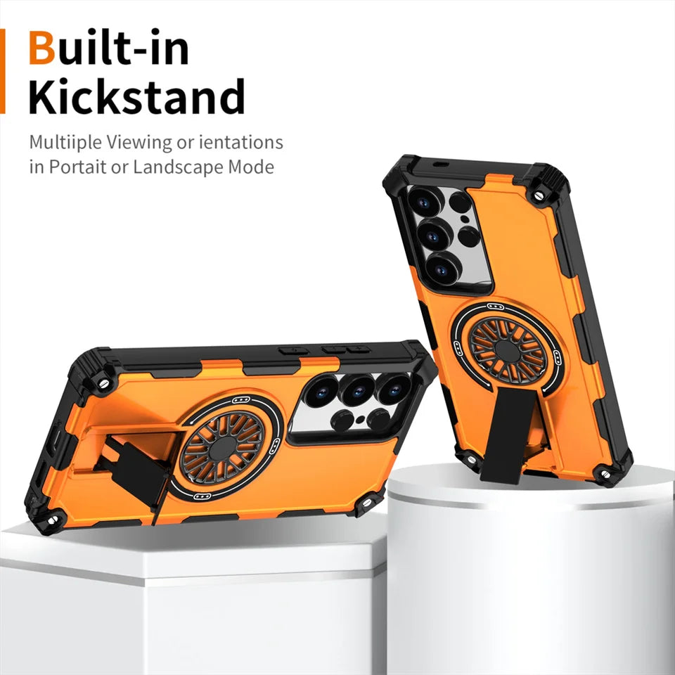 Invisible Fold Stand Magnetic Armor Case For Samsung S25 Edge